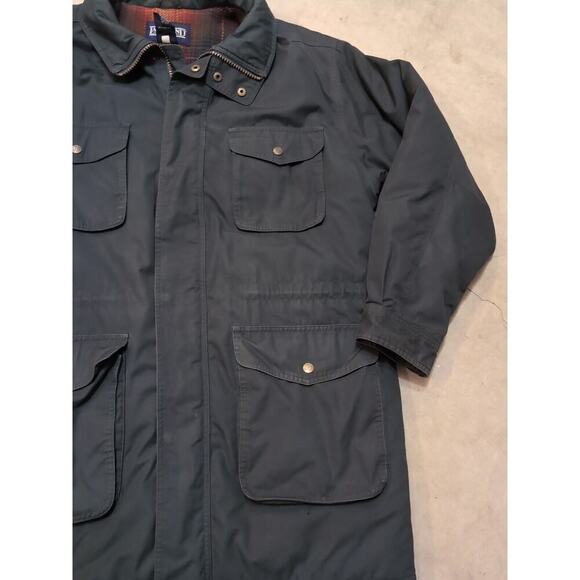 VTG Lands End Flannel Lined Chore Coat Mens L Green Full Zip Work Outdoor - Picture 3 of 10